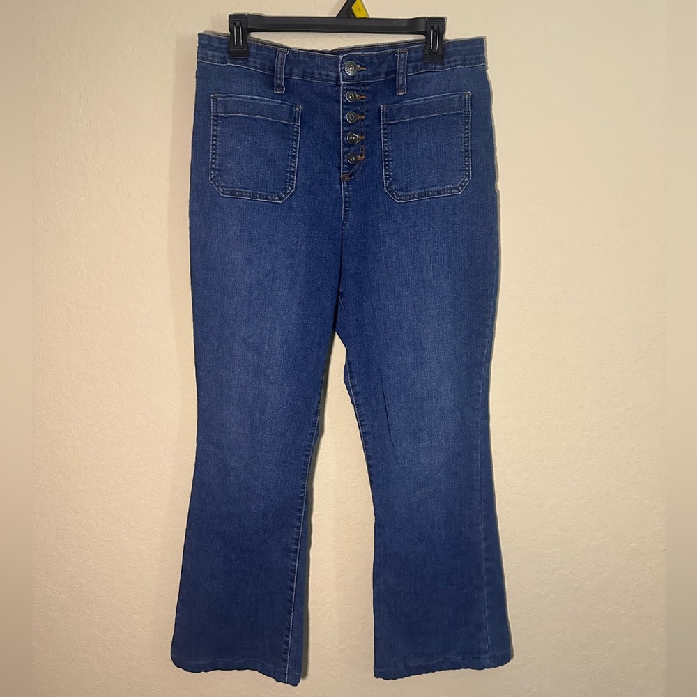 Denim Jeans Women’s Size 12 Blue Contemporary Button Fly jeans.